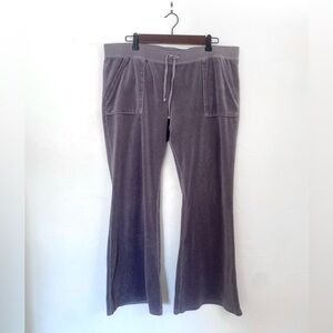 Y2K Vintage XL Juicy Couture Velour Track Suit Pants Gray Flared Original RARE